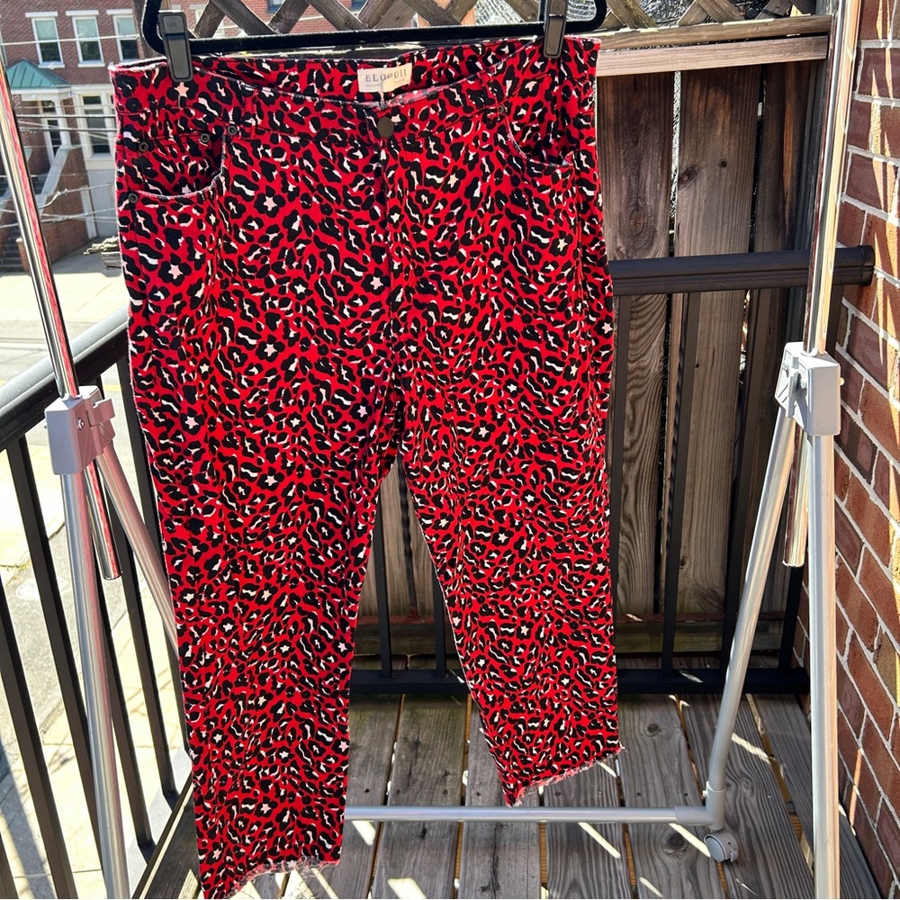 Eloquii Red Animal Print Crop Jeanz 18